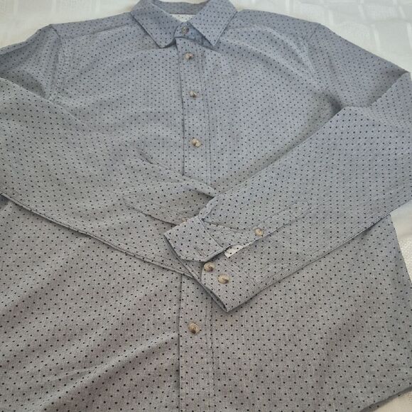 Ben Sherman Soho Slim Fit Charcoal Polka Dot Button Down Shirt - Picture 15 of 16